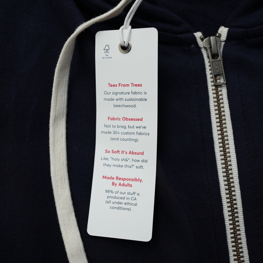 Oracle Hoodie Men Marine Layer Dark Blue Full Zip Fleece Cloud World 22 Large - Picture 10 of 15